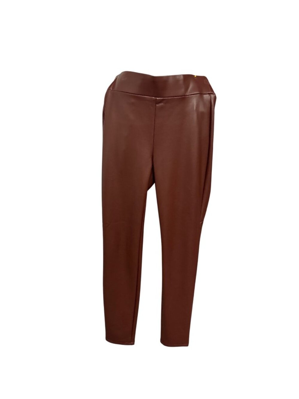 Loft Womens Brown Faux Leather Pants Size S Elastic Waist Slim Fit